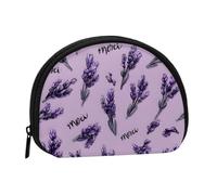 Cartoon Lavender Sprigs Printed Portable Full-Width Printed Coin Purse is Convenient for Daily Use
