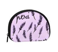 Cartoon Lavender Sprigs Printed Portable Full-Width Printed Coin Purse is Convenient for Daily Use