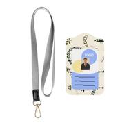 Cartoon Leaf Wreath Printed Tag Protective Cover with Hanging Rope, Leather Detachable Tag