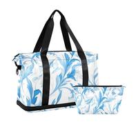 Cartoon Leafy Sea Dragon Sky Blue Carry on Weekender Overnight Bag with Wet Pocket Adjustable Strap Gym Duffel Bag for Yoga Large Capacity for Men Women