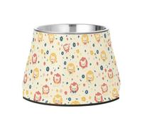 Cartoon Leaves Cute Lions Feed Dog Bowl Enhanced Stainless Steel Cats Food Bowl for Small Dogs Whisker Fatigue