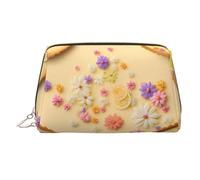 Cartoon Lemon Tart Printed Leather Portable Makeup Storage Bag, Suitable for Daily Use