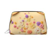 Cartoon Lemon Tart Printed Leather Portable Makeup Storage Bag, Suitable for Daily Use