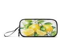 Cartoon Lemon White Pencil Bag for Artists, Pen-securing