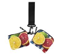 Cartoon Lemons & Limes 4th Of July Independence Day Women's Coin Purses Card Cases Thin Flat Identity Card Protector with Zipper Pocket for Woman 2 Packs, cartoon Lemons & Limes 4th of July