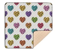 Cartoon Leopard Print Heart Large Stylish Foldable Baby Play mat for Floor Comfortable Foldable Infant Play Activity Mat for Babies Infants Toddlers, 50'' x 50''alfombrilla de