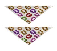 Cartoon Leopard Print Lips Dog Bandanas Unique Shape Adjustable Fit Soft Dog Scarf Cute Pet Holiday Set for Dogs Cats 2 Pack