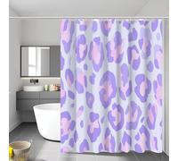 Cartoon Leopard Print Shower Curtain For Wet Room Tub, Lavender Purple Cute Animals Curtain Bathroom Decoration, Waterproof Anti Mould Bathroom Curtains Set With Curtains Hooks, 180X180Cm