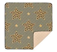 Cartoon Leopard Print Star Grey Large Non-Slip Baby Gym Play mat for Floor Cozy Breathable Foldable Baby Kick Crawling Mat for Babies Infants Toddlers, 50'' x 50''alfombra de juego