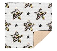Cartoon Leopard Print Star White Soft Foam Thick Play mat for Baby for Floor Lightweight Foldable Playroom Activity Mat for Baby Kids Toddlers Infants, 50'' x 50''para juegos de