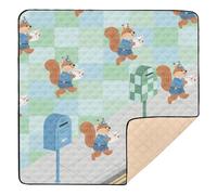 Cartoon Letter Carrier Squirrel Soft Thick Baby Playmat for Floor 1-Piecing Infant Play Activity Mat for Babies Infants Toddlers, 50'' x 50''