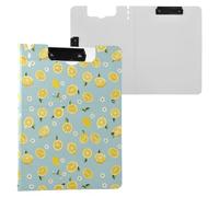 Cartoon Light Blue Lemon Prints Clipboard Folder, A4 Size Folder Clipboard with Pen Slot for Office School
