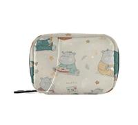 Cartoon Light Color Hippo Medicine Storage Bag with Detachable Compartments Convenient Travel Medicine Organizer for Purse