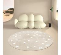Cartoon Light Grey With White Stars Round Rug Kids Playmat Children Crawling Carpet Non-slip Rug Bedroom Rug Washable Non Shedding Ø 150 cm