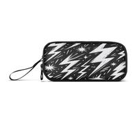Cartoon Lightning Black Pencil Bag for Students, Hand-washable