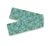 Cartoon Lily Of The Valley Turquoise decorative dusty blue table runner, 13x70inches, table decorations reusable white table runner decoraciones para el hogar 70" Long
