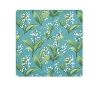 cartoon Lily of the Valley Turquoise Magic Self-Adhesive Make Up Bag Cloth Make Up Organizers Wrap Camera Lens Cloth Wrapper Cosmetic Organizers For Travel Size 21.7x21.7in