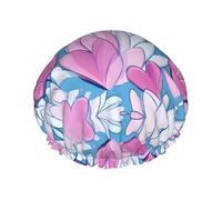 Cartoon Lily Petal Printed Double-Layer Shower Cap, Reusable Shower Cap, Suitable For Various Hair Lengths