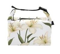 Cartoon Lily White Lunch Bag for Girls Insulated Teachers Insulated Tote for Hospital Medical Staff, Cartoon Lily White, one size