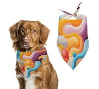 Cartoon Lines Dog Bandana Triangle Dog Scarf Washable Polyester Dog Bibs Cute Pet Bandana for Medium Large Dogs Puppy and Cats