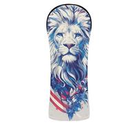 Cartoon Lion 4th of July Independence Day Blue Golf Head Covers Headcover with Number Tags for Fairway Wood Hybrid 1 Piecing