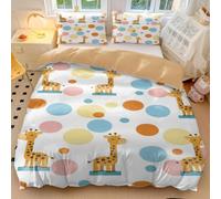 Cartoon Lion & Giraffe Bedding Set King Soft Microfiber Duvet Cover with Colorful Dots Print - Includes 2 Pillowcases (style5,Double200x200cm+65x65cm*2)