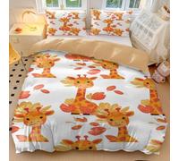 Cartoon Lion & Giraffe Bedding Set King Soft Microfiber Duvet Cover with Colorful Dots Print - Includes 2 Pillowcases (style3,King 240x220cm+65x65cm*2)