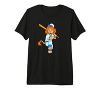 Cartoon Lion Playing Baseball Premium T-Shirt