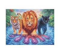 Cartoon Lion Tiger 500 Piece Pack DIY Jigsaw Puzzle Animal Pet Doll Collectors Cognitive Development Educational Decorative Puzzle Gifts for Adults High-grade Cardboard 500 PCS