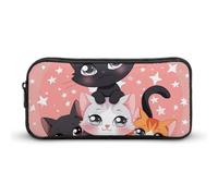 Cartoon Little Cat Pencil Case - Large Aesthetic Makeup Bag Multi-Purpose Pencil Pouch Cute Cosmetic Bag with Zipper Closure for Office, Home, Study & Travel