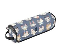Cartoon Little Cats Faces Hair Tool Travel Bag with Removable Heat Resistant Mat Heating Tools Travel Bag Organizer for Flat Irons, Straighteners, Curling Irons Women Essentials Storage