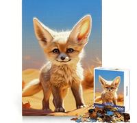 Cartoon Little Fennec Fox Puzzles for Adults 1000 Puzzles Reasoning Skill Relaxed Leisure Sharp Cut Art Xmas Gift (38x26cm)