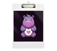 Cartoon Little Hippo Acrylic Clipboards Cute Clipboard A4 Standard Size Clip Boards with Low Profile Metal Clip for Students, Women, Man 12.5 x 9 Inches