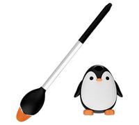 Cartoon Little Penguin Cleaning Brush Set with Adhesive Holder for Fun Bathroom Cleaning Multi-Functional Toilet Brush with Liquid Dispenser 40Cm