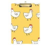 Cartoon Little White Chicken Yellow Acrylic clipboard Unbreakable Standard Letter A4 Size Hard Board for Homework Pediatric Gold 12x9in Tabla para escribir con Clip