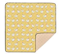 Cartoon Little White Chicken Yellow Large Stylish Baby Play Mat for Indoor Outdoor Waterproof Infant Play Activity Mat for Babies Infants Toddlers, 50'' x 50''