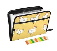 Cartoon Little White Chicken Yellow Office Supplies Folders 13 Pockets A4 Letter Size with Zipper Closure for Multi Pocket Folder