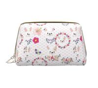 Cartoon Llama Alpaca Leather Hand-Held Zipper Makeup Bag Cute Make Up Case Large Wide-Open Pouch Pen Case