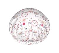 Cartoon Llama Alpaca Print Double Layer Waterproof Shower Cap Women Men Reusable Bath Hair Caps Elastic Band