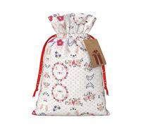 Cartoon Llama Alpaca Print Drawstring Christmas Gift Bag With Tags Reusable For Birthday Parties Gift Weddings Holiday