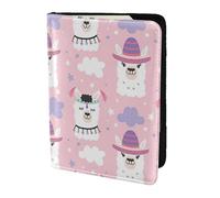 Cartoon Llama Alpaca Printing Cowhide Passport Holder,Passport Cover,Travel Card Cover Case For Men Women,Documents Protector, Black, One Size