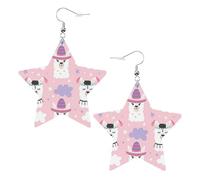 Cartoon Llama Alpaca Women's Fashion Earrings, Celestial Dangle Earrings, Star Shape Jewelry for a Versatile
