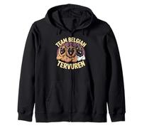 Cartoon Long Haired Shepherd Dog Breed Team Belgian Tervuren Zip Hoodie