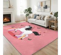 Cartoon Machine Washable Rug 80 x 150 cm, Animals Unicorn Rainbow Heart Short Pile Carpet Non-Slip Carpet - Durable Non-Shedding Multicoloured Printed Rug for Living Room Bedroom Hallway Home Office