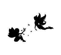 Cartoon Magic Fairy Tale Fairy Silhouette Girl Butterfly Flying elf Fine Carving Decals 36x57.1cm Self Adhesive Black