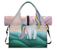 Cartoon Magic Unicorn Sports Duffel Bag for Women Men Cute Unicorn Weekend Overnight Bag with Shoe Compartment Shoulder Tote Luggage Bag for Yoga Gym Travel