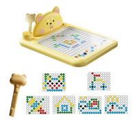 Cartoon Magnetic Drawing Board, Educational Magnetic Board with Pen,Large Magnet Doodle Board,Pattern Guide & Dot Beads, Interactive Magnetic Dots Art Travel Toys,Christmas Birthday Gifts (Yellow-S)