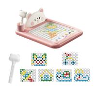 Cartoon Magnetic Drawing Board, Large Magnet Doodle Board with Pen,Pattern Guide & Dot Beads, Interactive Magnetic Dots Art Travel Toys,for Girls Boys Christmas Birthday Gifts (Pink,18 * 22cm)