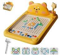 Cartoon Magnetic Drawing Board, Large Magnetic Dots Board for Kids with 70 Beads, Magnet Doodle Board with Pens, Interactive Bead Pen Art with Pattern Guide, For Kids Boys Girls Age Toddler (A)
