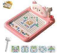 Cartoon Magnetic Drawing Board, Large Magnetic Dots Board for Kids with 70 Beads, Magnet Doodle Board with Pens, Interactive Bead Pen Art with Pattern Guide, For Kids Boys Girls Age Toddler (B)